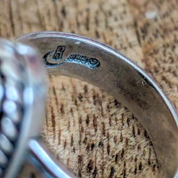 Vintage Carolyn Pollack Relios 925 Sterling Silver Oval Mosaic Inlay Ring Size 7 - Picture 4 of 6